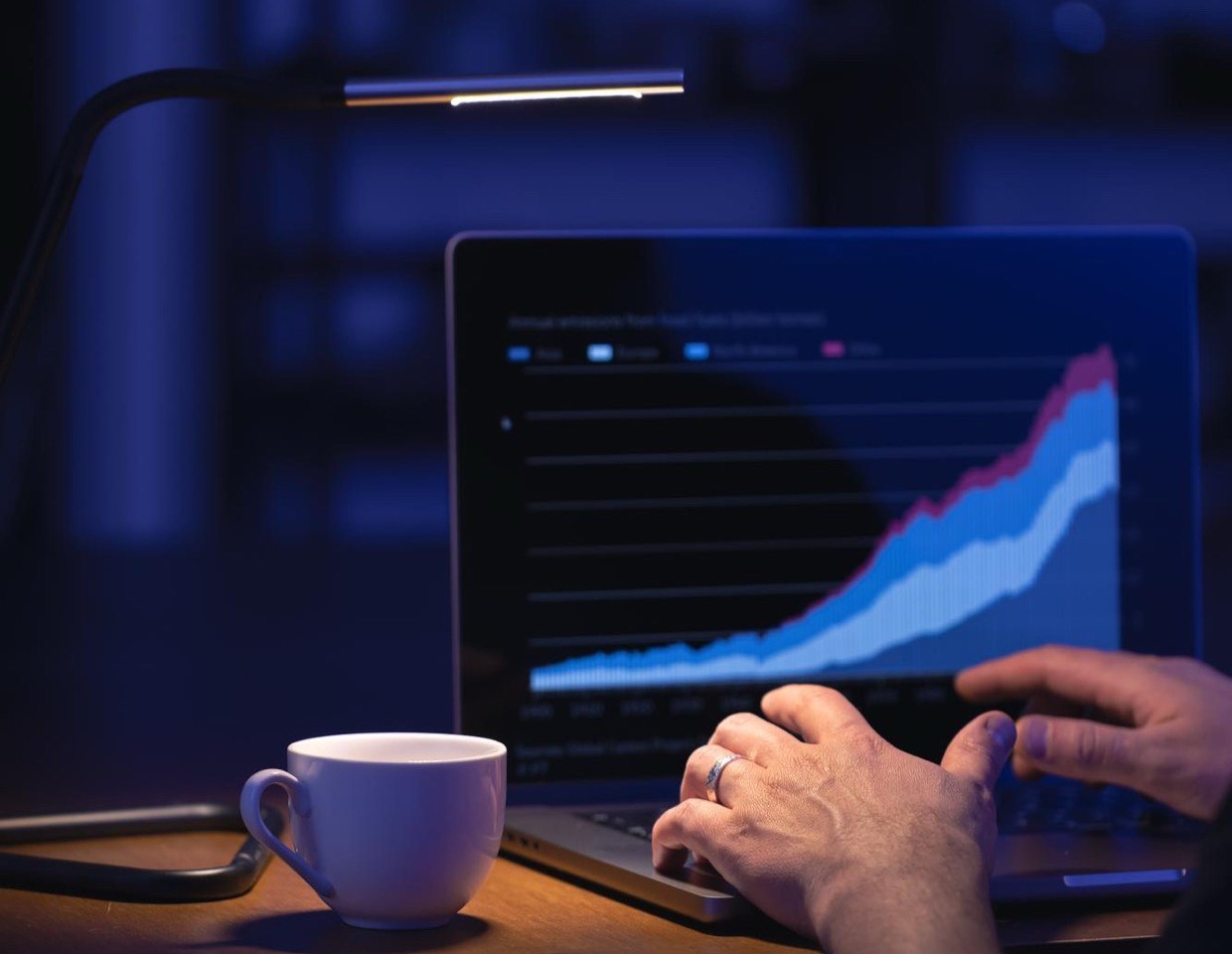 A dashboard chart open on a laptop