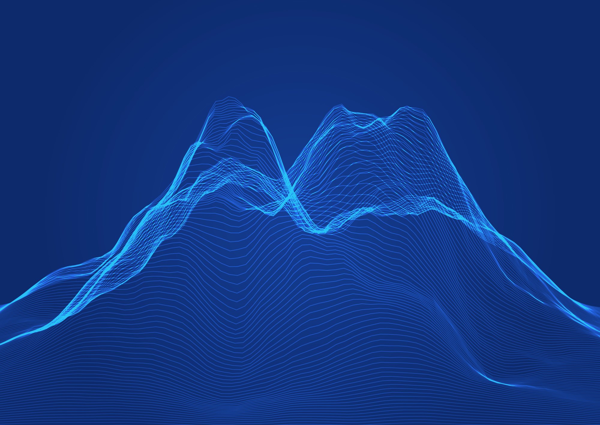 A wireframe terrain surface built from production data